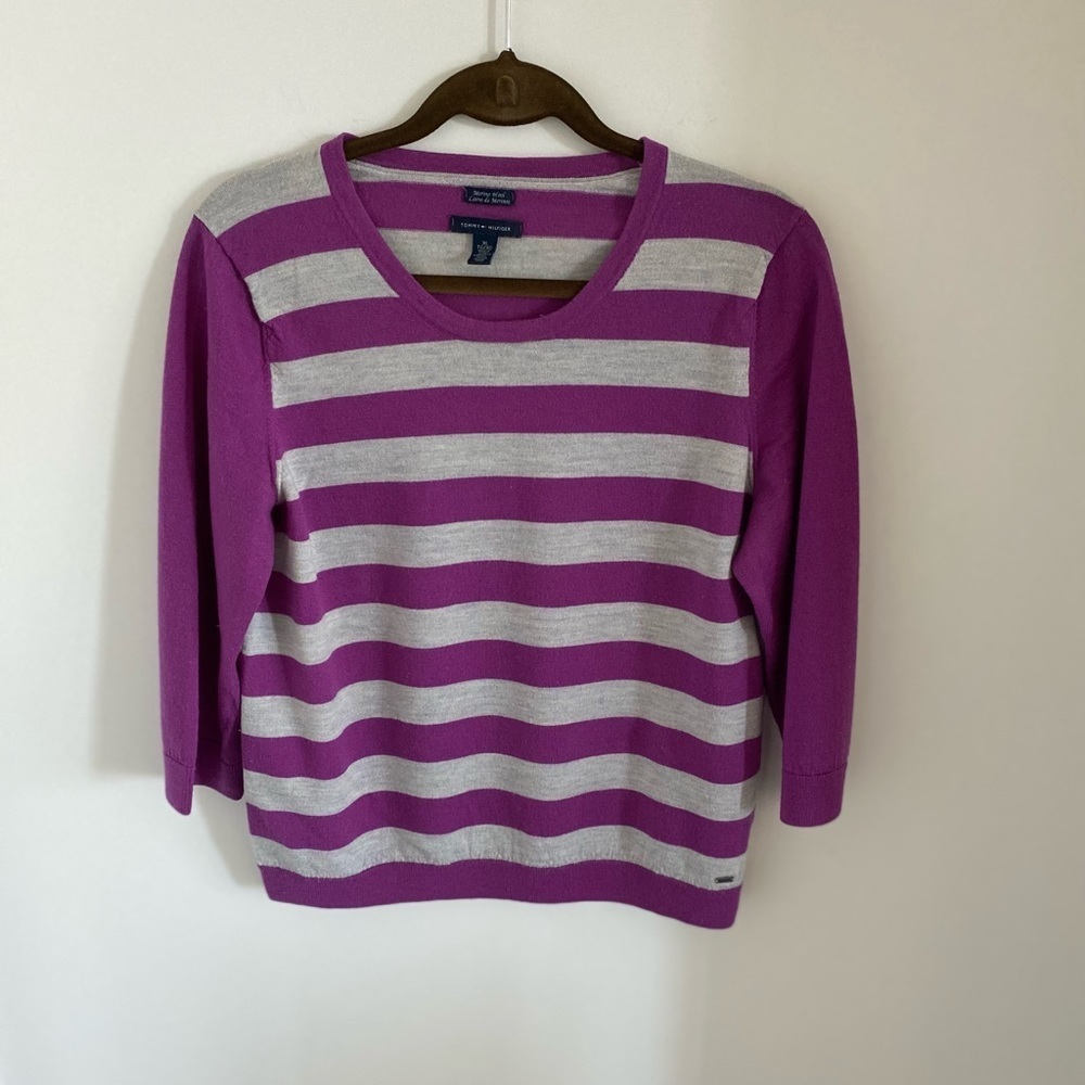 Tommy Hilfiger Women’s Merino Wool Sweater Sz XL 3/4 Sleeves EUC